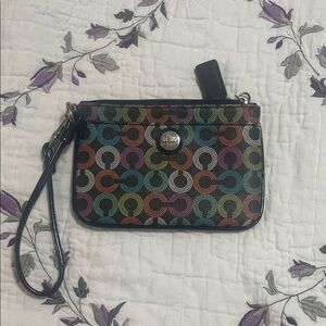Coach Multicolor Patterned Wristlet Clutch